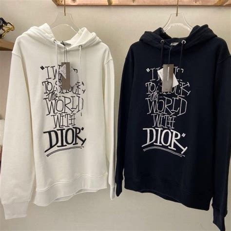 dior and shawn sweatshirt|DIOR AND SHAWN Oversized Hooded Sweatshirt Black Cotton .